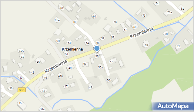Krzemienna, Krzemienna, 55, mapa Krzemienna