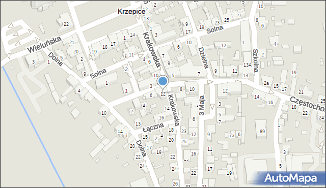 Krzepice, Krakowska, 12, mapa Krzepice