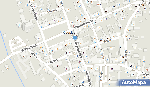 Krzepice, Krakowska, 2, mapa Krzepice