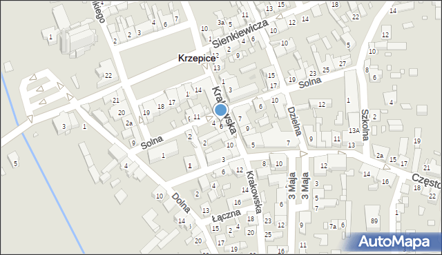 Krzepice, Krakowska, 6, mapa Krzepice