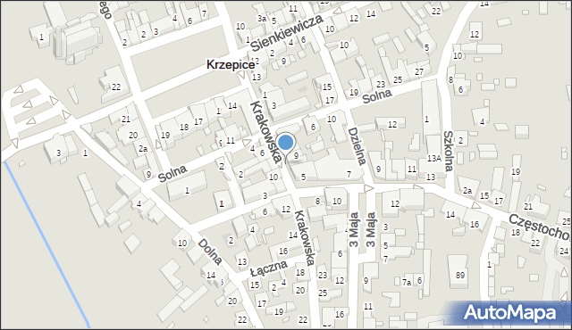 Krzepice, Krakowska, 64, mapa Krzepice