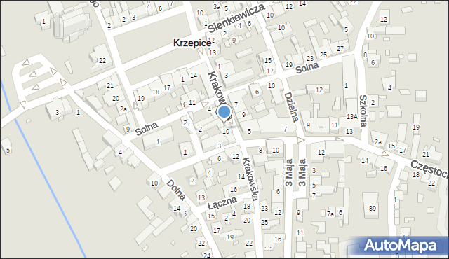 Krzepice, Krakowska, 8, mapa Krzepice