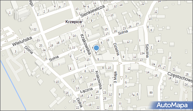 Krzepice, Krakowska, 9a, mapa Krzepice