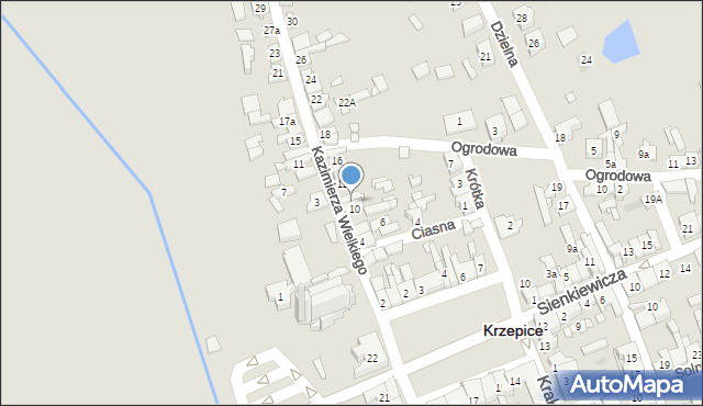 Krzepice, Króla Kazimierza Wielkiego, 10a, mapa Krzepice