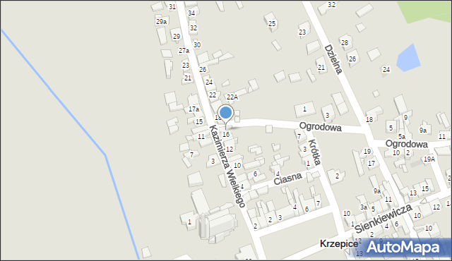 Krzepice, Króla Kazimierza Wielkiego, 16a, mapa Krzepice