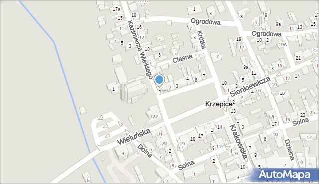 Krzepice, Króla Kazimierza Wielkiego, 2, mapa Krzepice