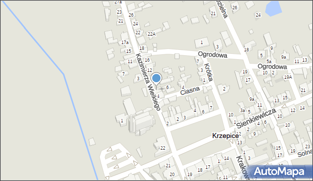 Krzepice, Króla Kazimierza Wielkiego, 6a, mapa Krzepice