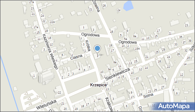 Krzepice, Krótka, 2, mapa Krzepice