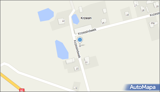 Krzesin-Parcela, Krzesin-Parcela, 12, mapa Krzesin-Parcela