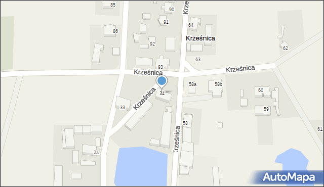 Krześnica, Krześnica, 34, mapa Krześnica