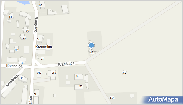 Krześnica, Krześnica, 62, mapa Krześnica