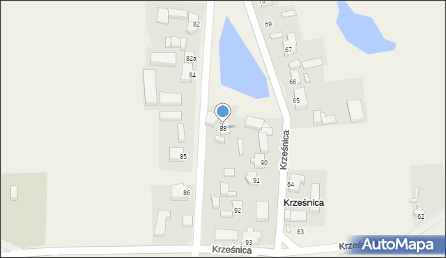 Krześnica, Krześnica, 88, mapa Krześnica