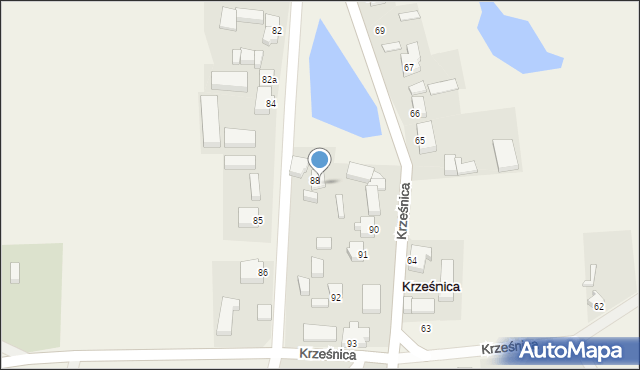 Krześnica, Krześnica, 89, mapa Krześnica