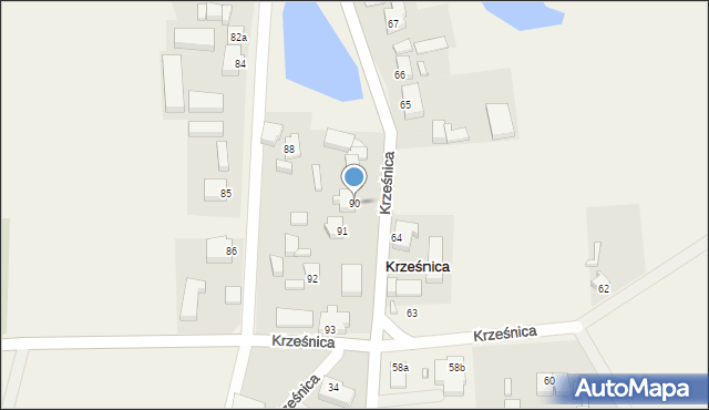 Krześnica, Krześnica, 90, mapa Krześnica