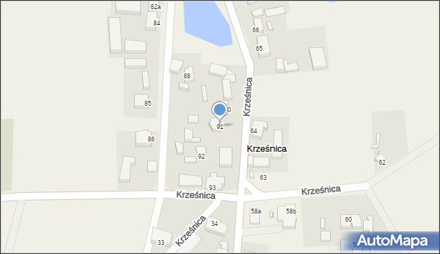 Krześnica, Krześnica, 91, mapa Krześnica