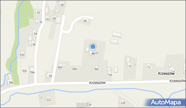 Krzeszów, Krzeszów, 69, mapa Krzeszów