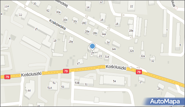 Krzeszowice, Krakowska, 17, mapa Krzeszowice