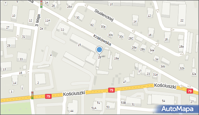 Krzeszowice, Krakowska, 19, mapa Krzeszowice