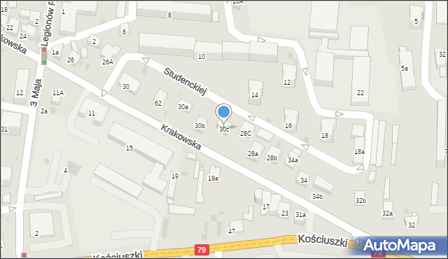 Krzeszowice, Krakowska, 30c, mapa Krzeszowice