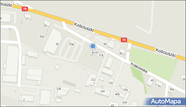 Krzeszowice, Krakowska, 37, mapa Krzeszowice