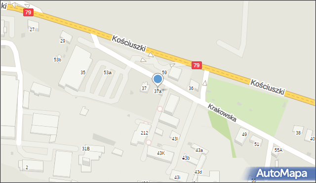 Krzeszowice, Krakowska, 37a, mapa Krzeszowice