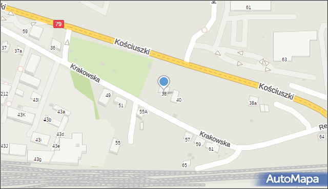 Krzeszowice, Krakowska, 38, mapa Krzeszowice