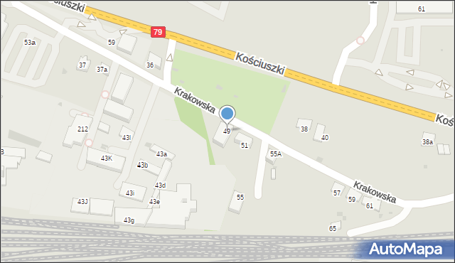 Krzeszowice, Krakowska, 49, mapa Krzeszowice