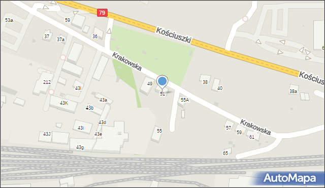 Krzeszowice, Krakowska, 51, mapa Krzeszowice