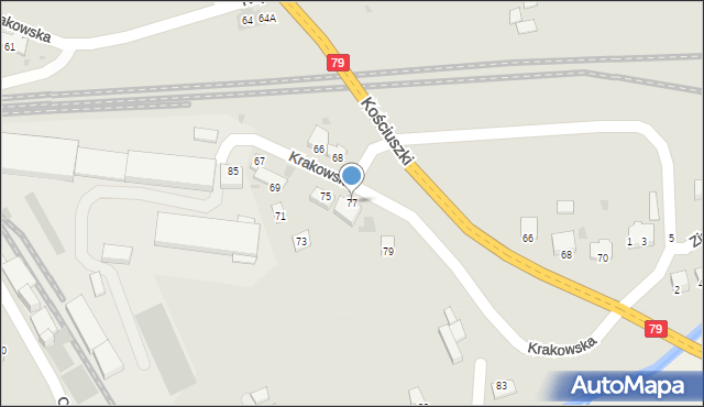 Krzeszowice, Krakowska, 77, mapa Krzeszowice