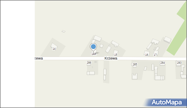 Krzewa, Krzewa, 14A, mapa Krzewa