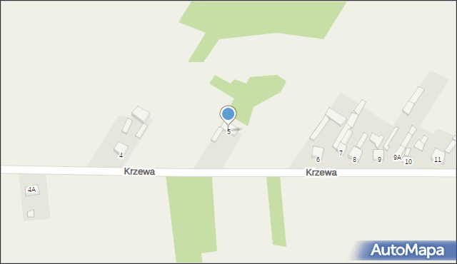 Krzewa, Krzewa, 5, mapa Krzewa