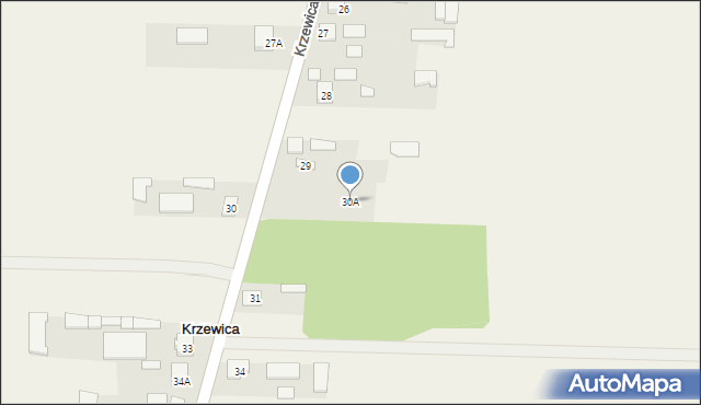 Krzewica, Krzewica, 30A, mapa Krzewica