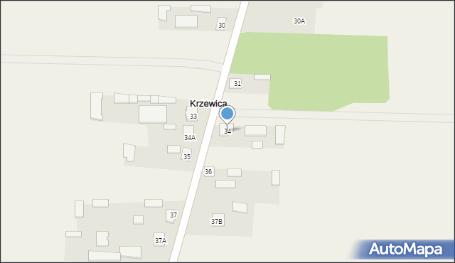 Krzewica, Krzewica, 34, mapa Krzewica