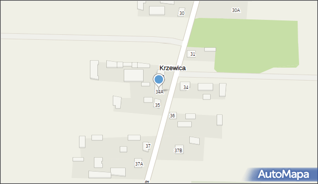 Krzewica, Krzewica, 34A, mapa Krzewica