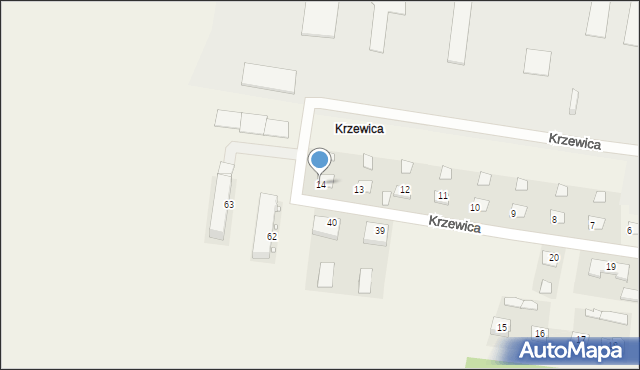 Krzewica, Krzewica, 14, mapa Krzewica
