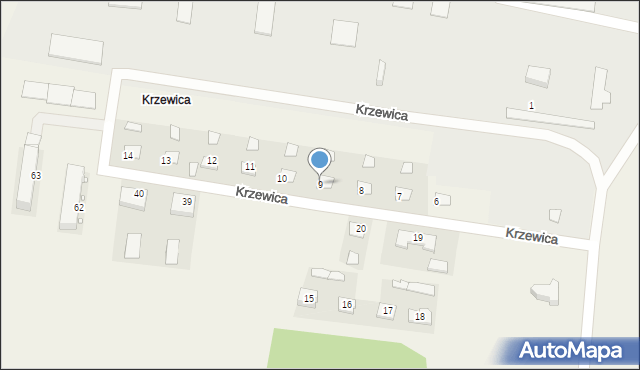 Krzewica, Krzewica, 9, mapa Krzewica
