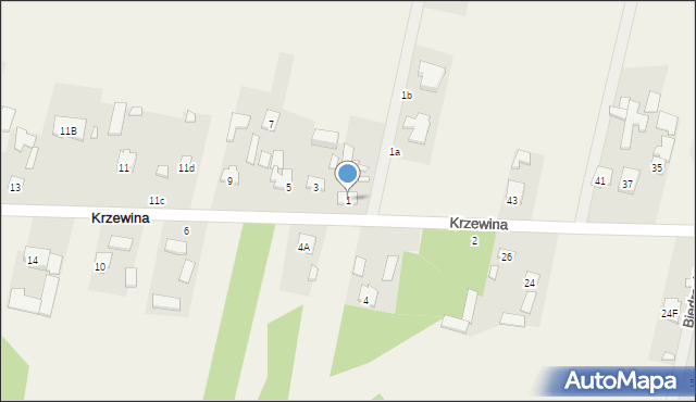 Krzewina, Krzewina, 1, mapa Krzewina