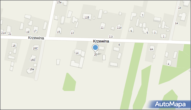 Krzewina, Krzewina, 10, mapa Krzewina