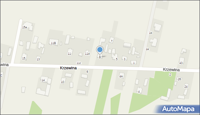 Krzewina, Krzewina, 9, mapa Krzewina