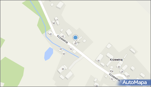 Krzewina, Krzewina, 42, mapa Krzewina