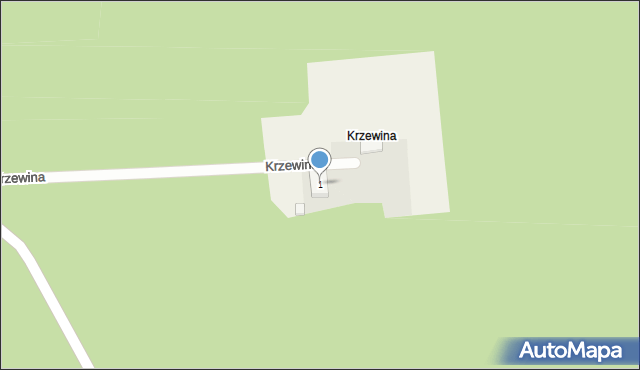 Krzewina, Krzewina, 1, mapa Krzewina