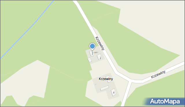 Krzewiny, Krzewiny, 1, mapa Krzewiny