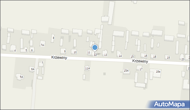 Krzewiny, Krzewiny, 12, mapa Krzewiny