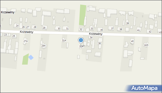 Krzewiny, Krzewiny, 32A, mapa Krzewiny