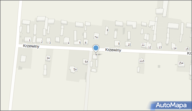 Krzewiny, Krzewiny, 7, mapa Krzewiny