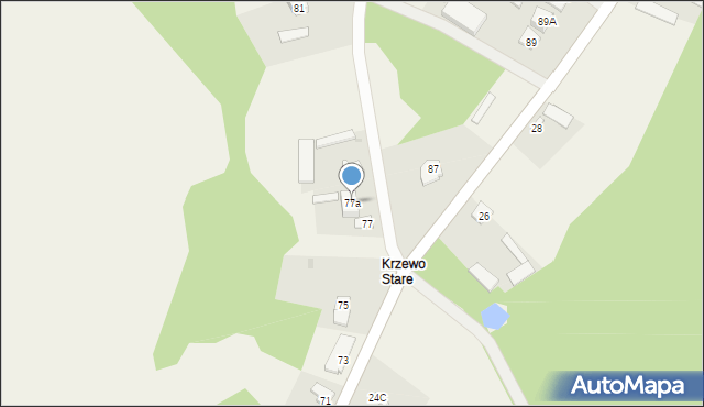 Krzewo, Krzewo, 77a, mapa Krzewo