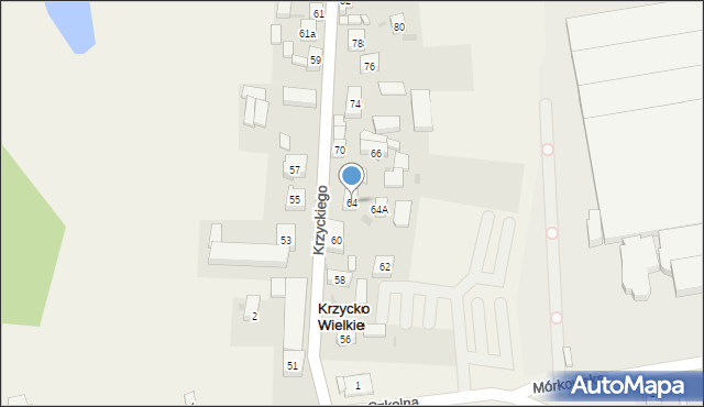 Krzycko Wielkie, Krzyckiego Andrzeja, prymasa, 64, mapa Krzycko Wielkie