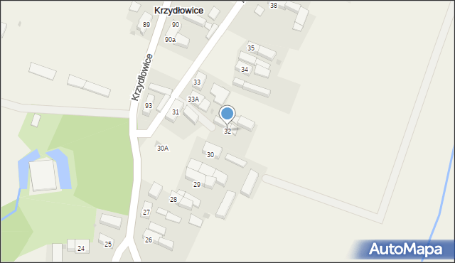 Krzydłowice, Krzydłowice, 32, mapa Krzydłowice