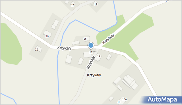 Krzykały, Krzykały, 13, mapa Krzykały