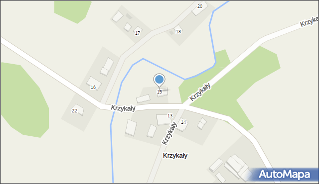 Krzykały, Krzykały, 15, mapa Krzykały